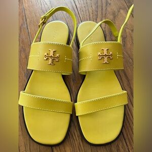 Tory Burch Everly Island Chartreuse Leather Sandals US 10.5 NEW